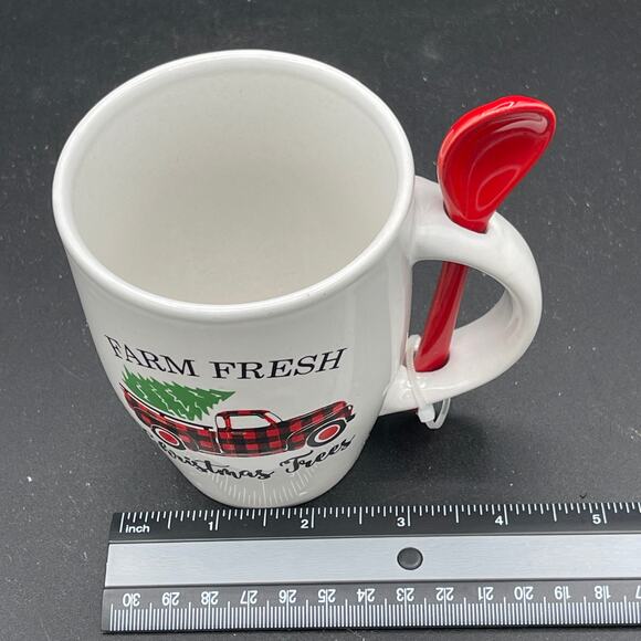 Farm Fresh Christmas Trees Plaid Truck Mug With Spoon - Picture 6 of 6